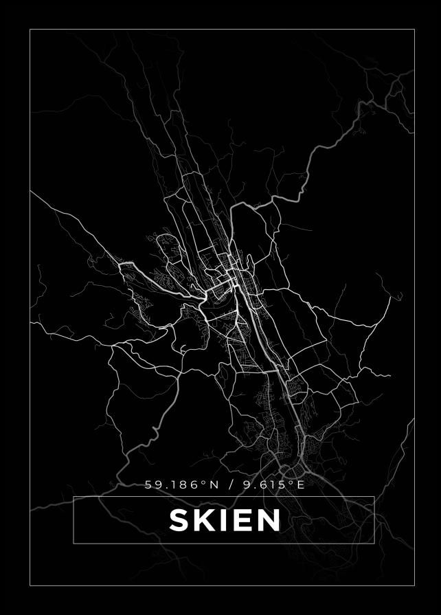 Kort - Skien - Sort Plakat
