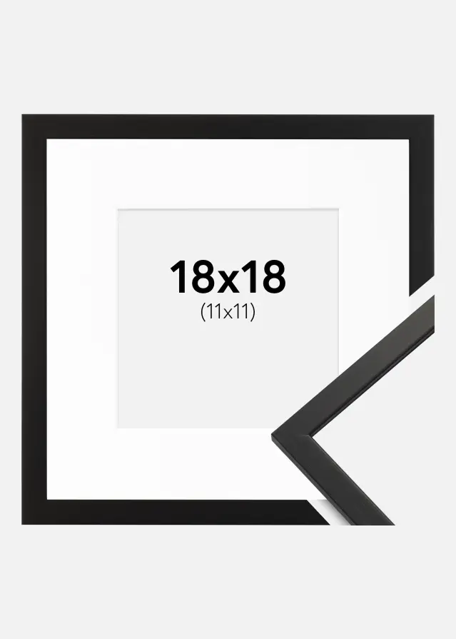 Ramme Edsbyn Sort 18x18 cm - Passepartout Hvid 12x12 cm