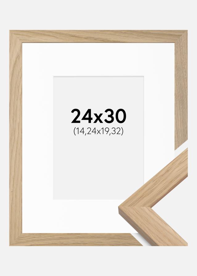 Ramme Oak Wood 24x30 cm - Passepartout Hvid 6x8 inches