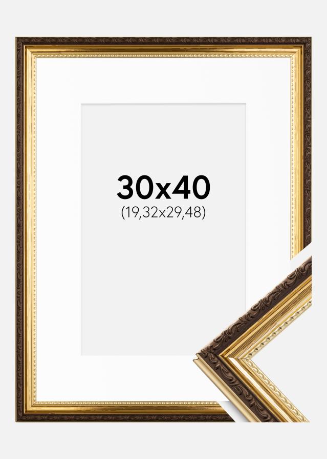 Ramme Abisko Guld 30x40 cm - Passepartout Hvid 8x12 inches (20,32x30,48 cm)