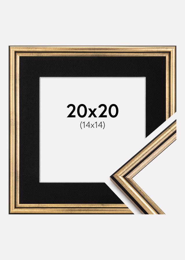 Ramme Horndal Guld 20x20 cm - Passepartout Sort 15x15 cm
