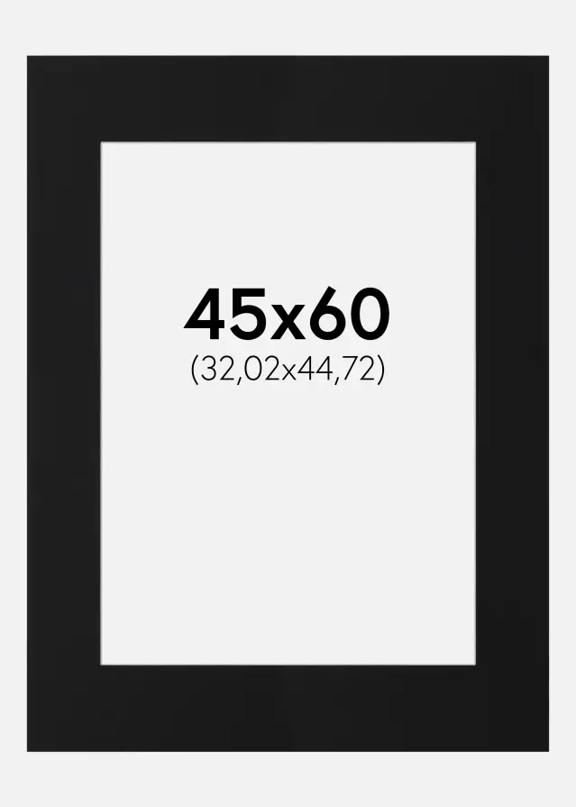 Passepartout Sort Standard (Hvid kerne) 45x60 cm (32,02x44,72)