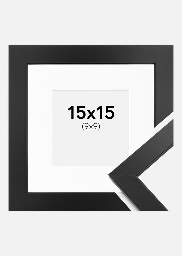 Ramme Black Wood 15x15 cm - Passepartout Hvid 10x10 cm