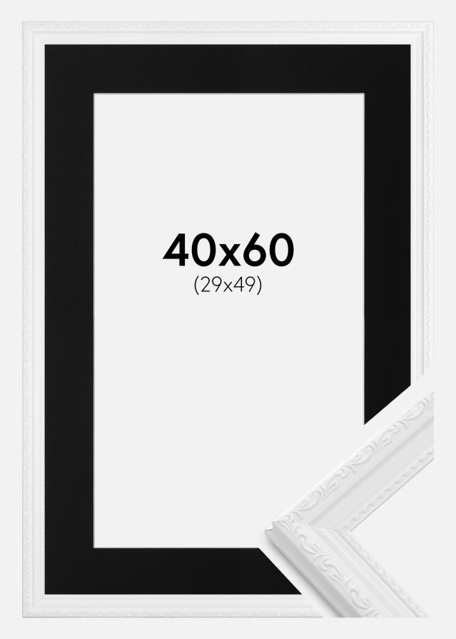 Ramme Abisko Hvid 40x60 cm - Passepartout Sort 30x50 cm