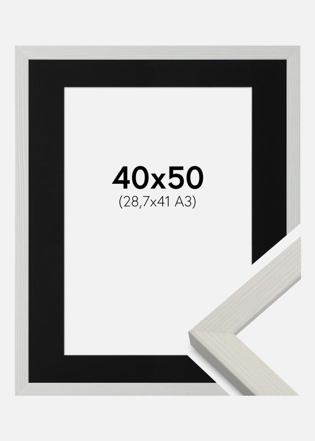 Ramme Fiorito Hvid 40x50 cm - Passepartout Sort 29,7x42 cm (A3)