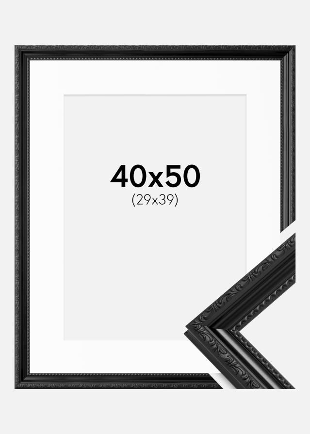 Ramme Abisko Sort 40x50 cm - Passepartout Hvid 30x40 cm