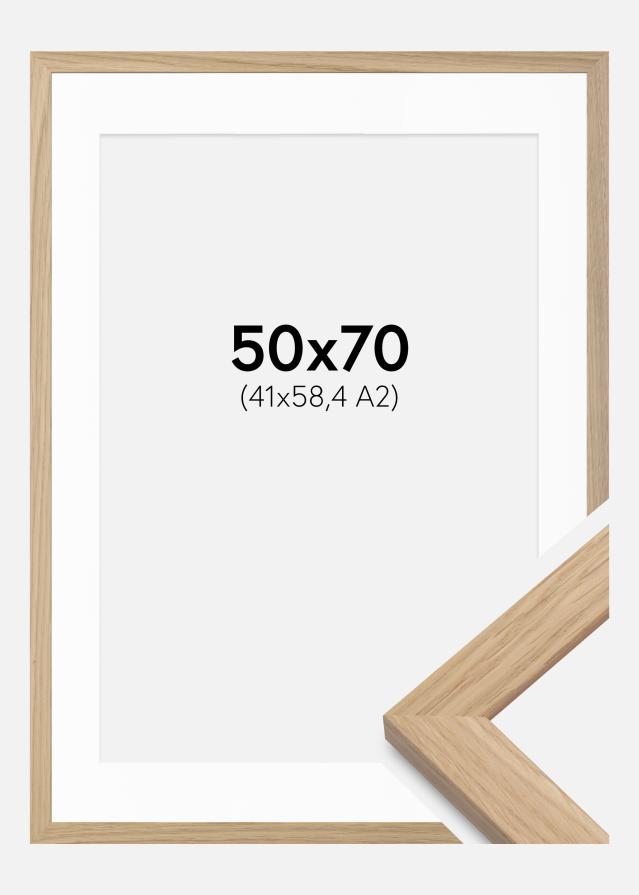 Ramme Oak Wood 50x70 cm - Passepartout Hvid 42x59,4 cm (A2)