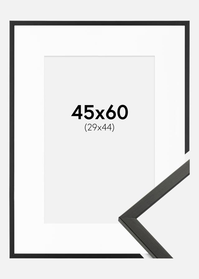 Ramme Galant Sort 45x60 cm - Passepartout Hvid 30x45 cm