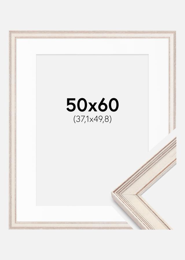 Ramme Shabby Chic Hvid 50x60 cm - Passepartout Hvid 15x20 inches