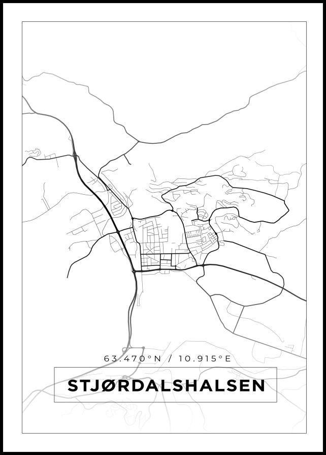Kort - Stjørdalshalsen - Hvid Plakat