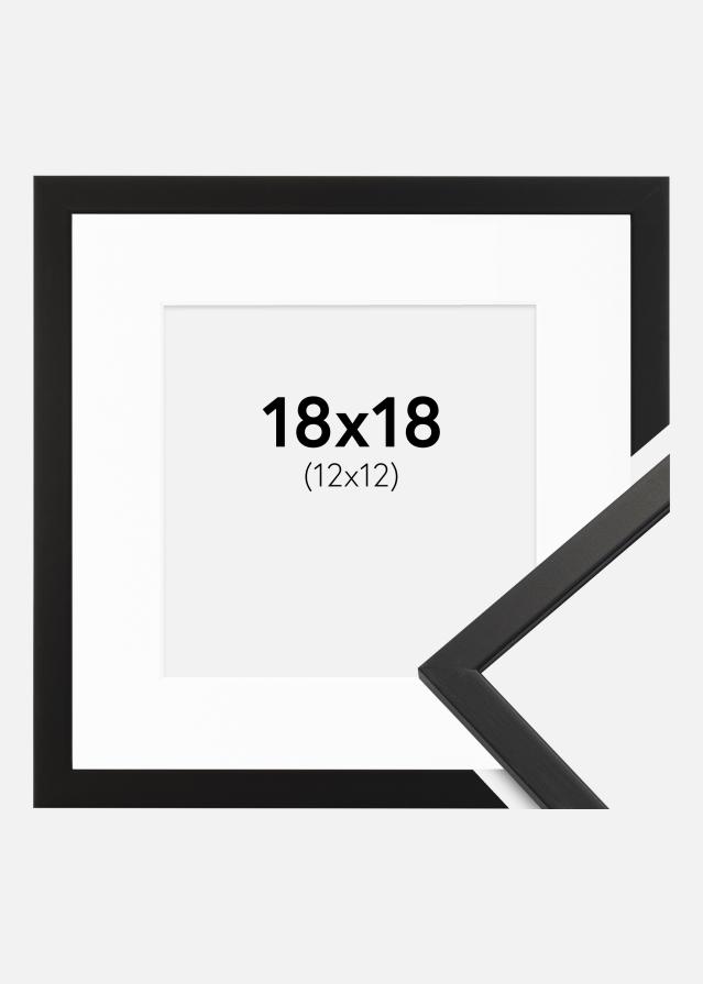 Ramme Edsbyn Sort 18x18 cm - Passepartout Hvid 13x13 cm