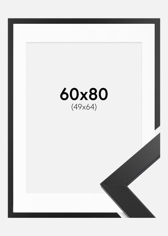 Ramme Black Wood 60x80 cm - Passepartout Hvid 50x65 cm
