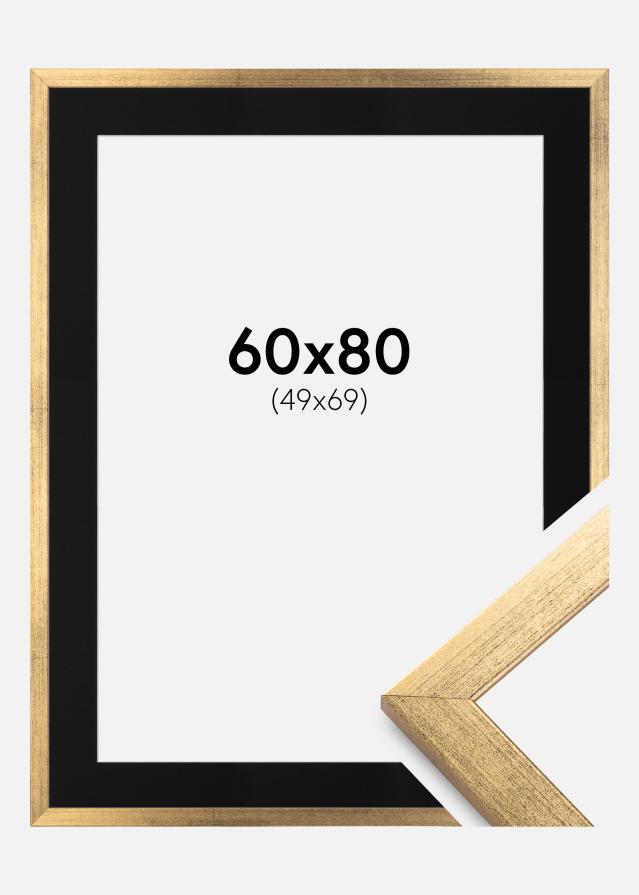 Ramme Stilren Guld 60x80 cm - Passepartout Sort 50x70 cm