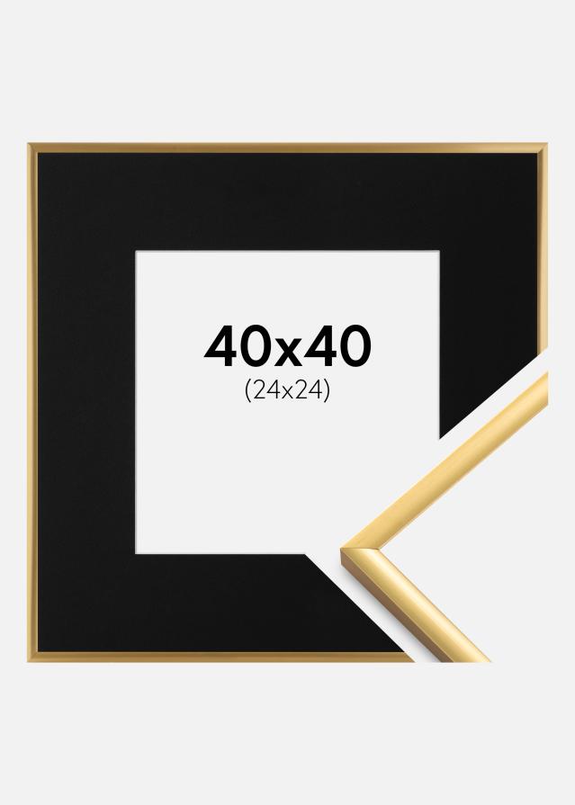 Ramme New Lifestyle Shiny Gold 40x40 cm - Passepartout Sort 25x25 cm