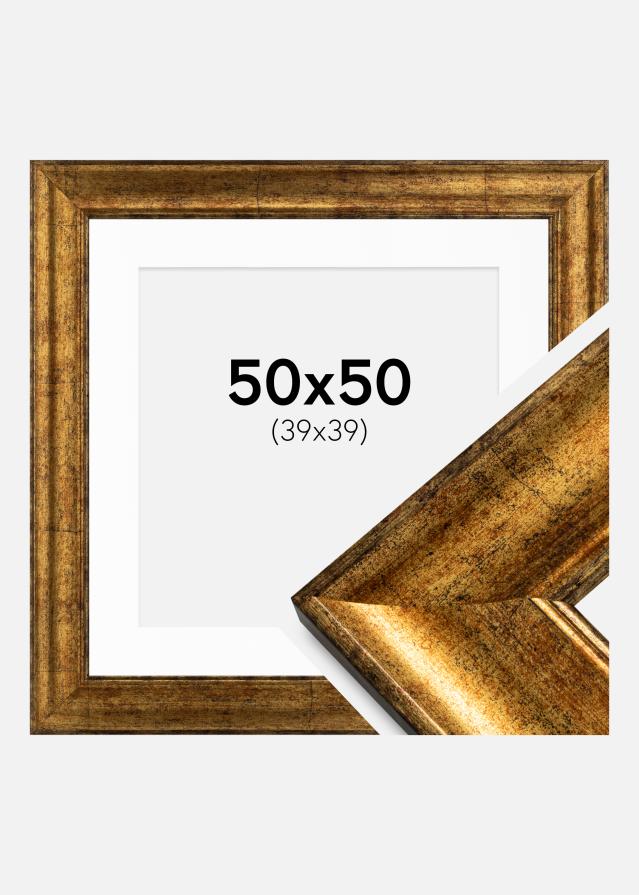 Ramme Saltsjöbaden Guld 50x50 cm - Passepartout Hvid 40x40 cm