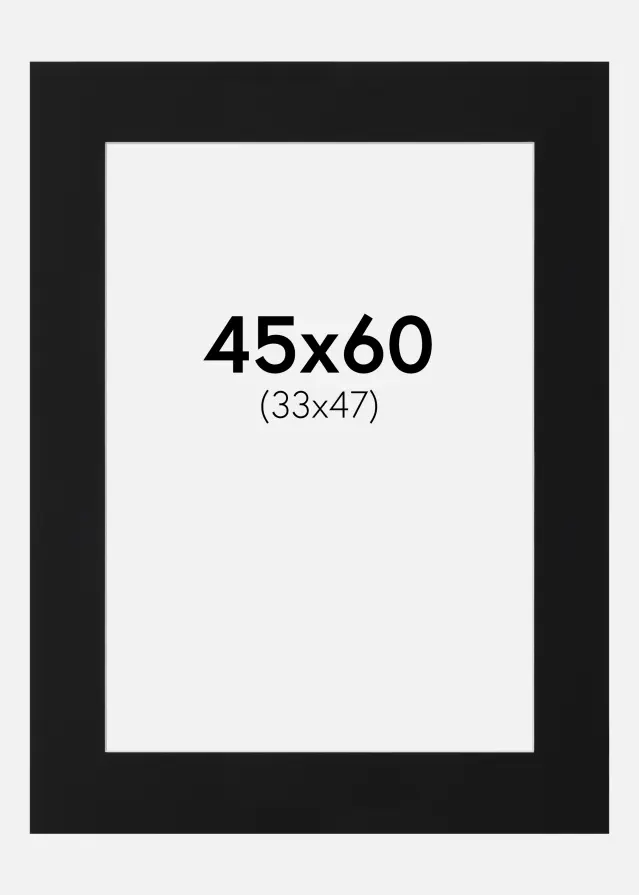 Passepartout Sort Standard (Hvid kerne) 45x60 cm (33x47)