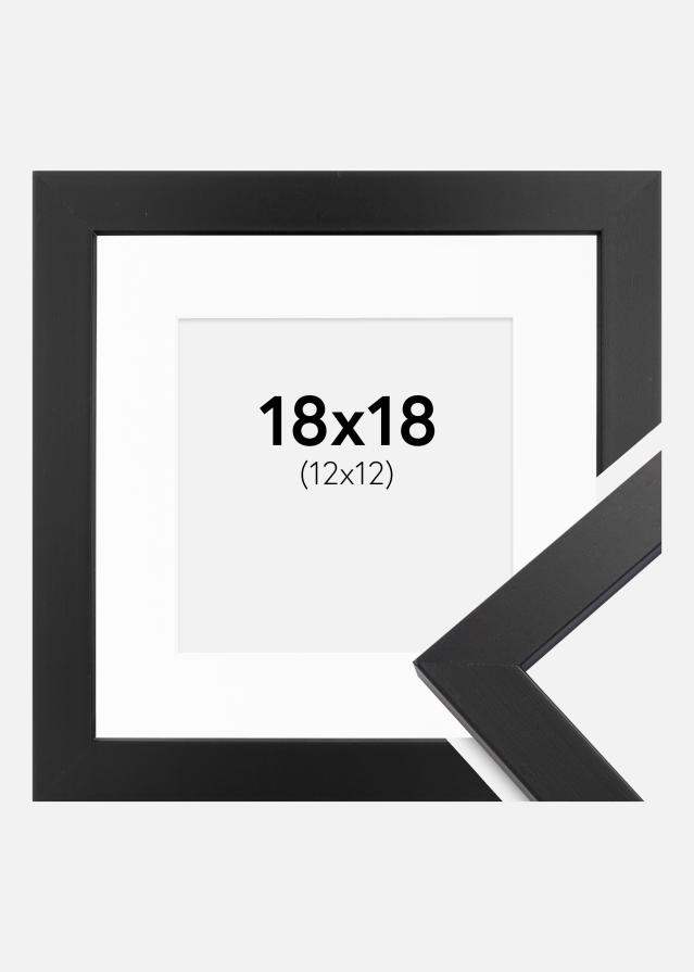 Ramme Black Wood 18x18 cm - Passepartout Hvid 13x13 cm