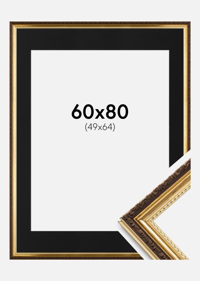 Ramme Abisko Guld 60x80 cm - Passepartout Sort 50x65 cm
