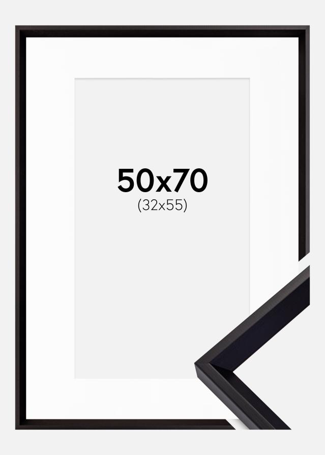 Ramme Globe Sort 50x70 cm - Passepartout Hvid 33x56 cm