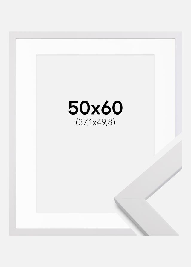 Ramme White Wood 50x60 cm - Passepartout Hvid 15x20 inches