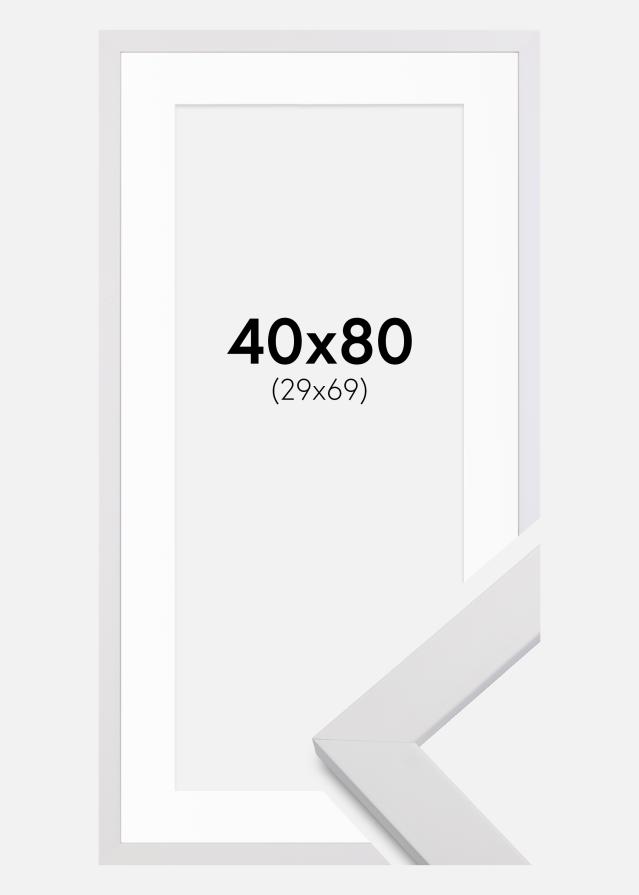 Ramme White Wood 40x80 cm - Passepartout Hvid 30x70 cm