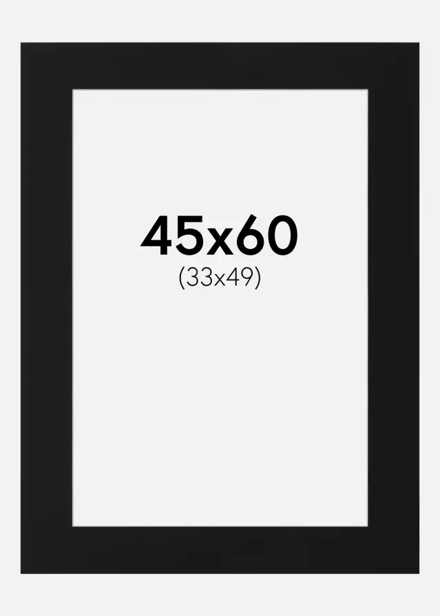 Passepartout Sort Standard (Hvid kerne) 45x60 cm (33x49)