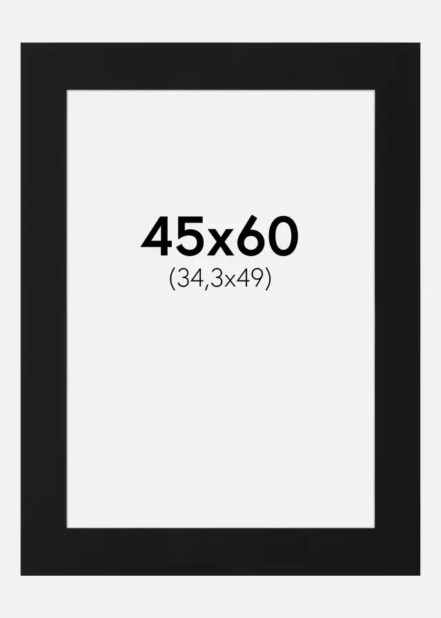 Passepartout Sort Standard (Hvid kerne) 45x60 cm (34,3x49)