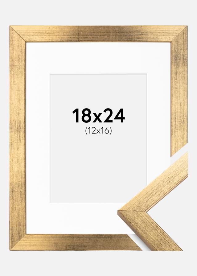 Ramme Stilren Guld 18x24 cm - Passepartout Hvid 13x17 cm
