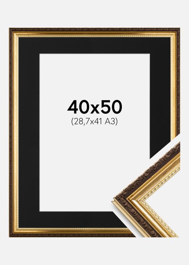 Ramme Abisko Guld 40x50 cm - Passepartout Sort 29,7x42 cm (A3)