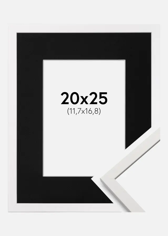 Ramme Edsbyn Hvid 20x25 cm - Passepartout Sort 5x7 inches (12,7x17,8 cm)