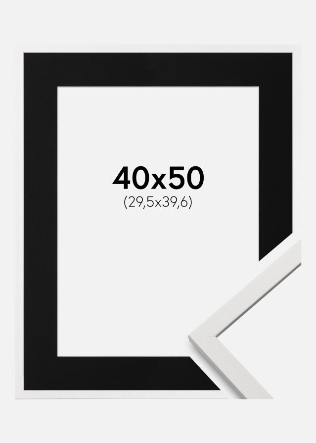 Ramme Edsbyn Hvid 40x50 cm - Passepartout Sort 12x16 inches (30,48x40,64 cm)