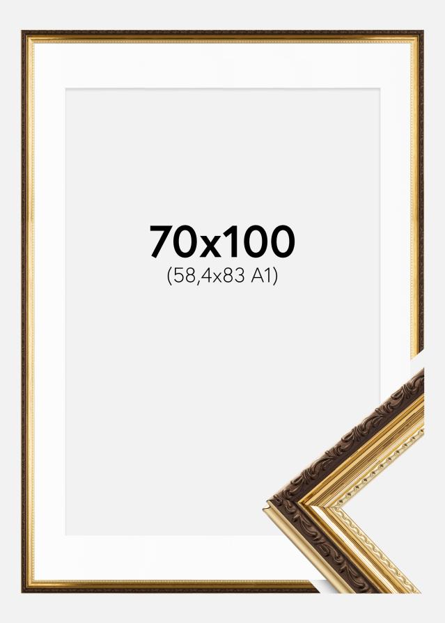 Ramme Abisko Guld 70x100 cm - Passepartout Hvid 59,4x84 cm (A1)