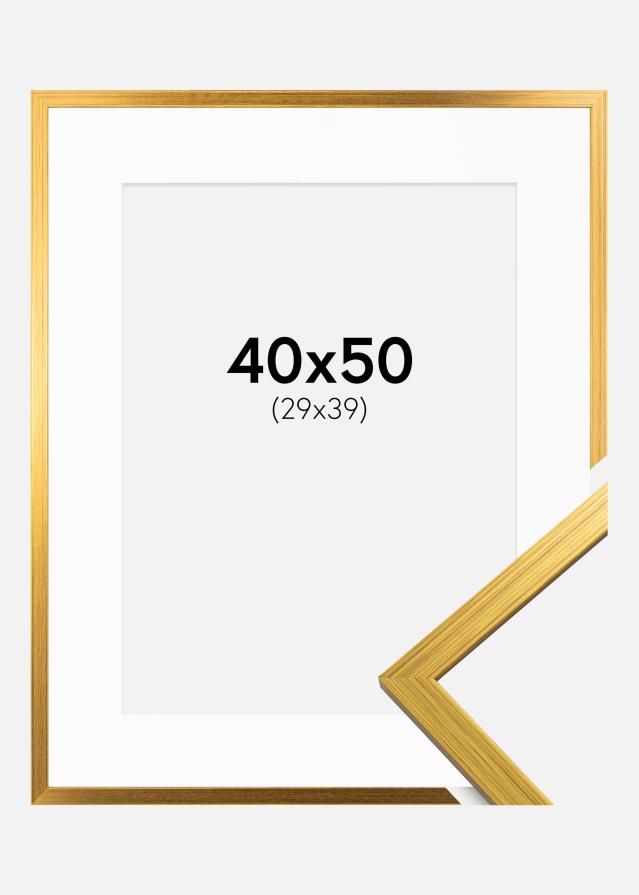 Ramme Edsbyn Guld 40x50 cm - Passepartout Hvid 30x40 cm