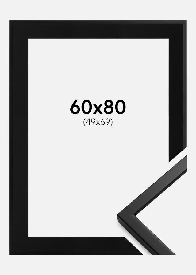 Ramme Oslo Sort 60x80 cm - Passepartout Sort 50x70 cm