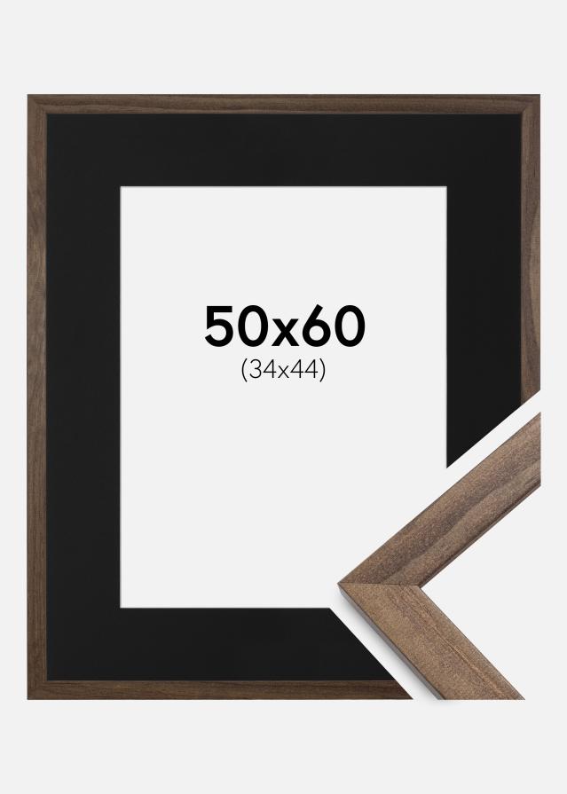 Ramme Stilren Valnød 50x60 cm - Passepartout Sort 35x45 cm