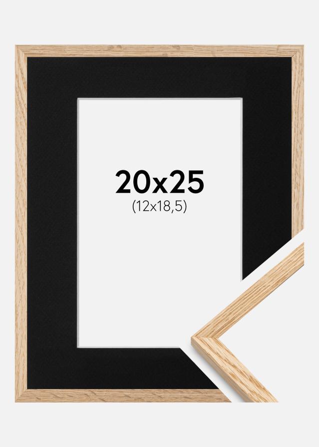 Ramme Tynd Eg 20x25 cm - Passepartout Sort 13x19,5 cm