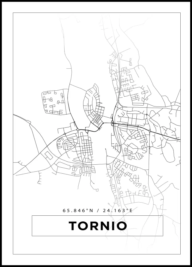 Kort - Tornio - Hvid Plakat