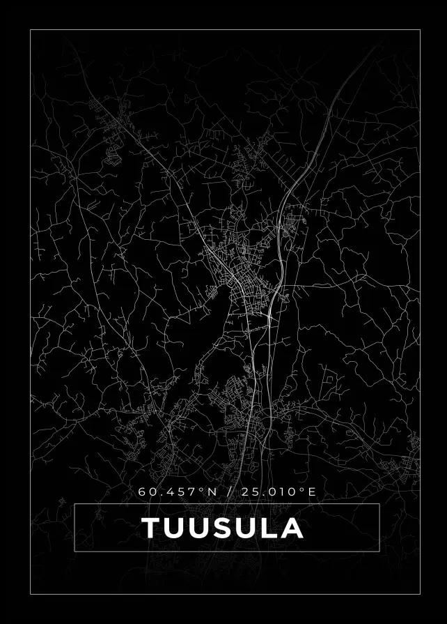 Kort - Tuusula - Sort Plakat