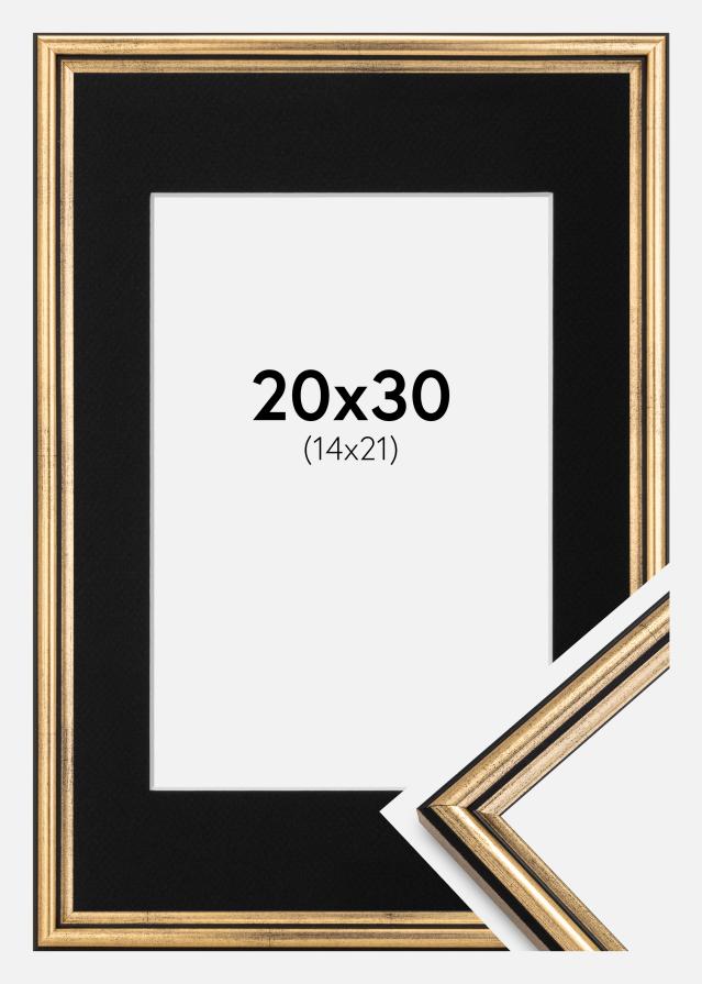 Ramme Horndal Guld 20x30 cm - Passepartout Sort 15x22 cm