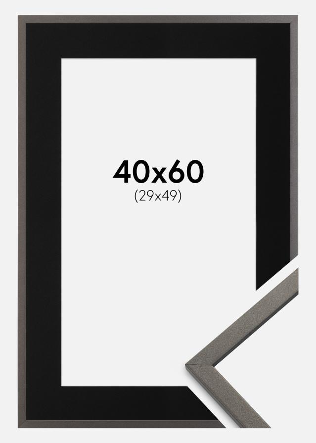 Ramme Edsbyn Grafit 40x60 cm - Passepartout Sort 30x50 cm