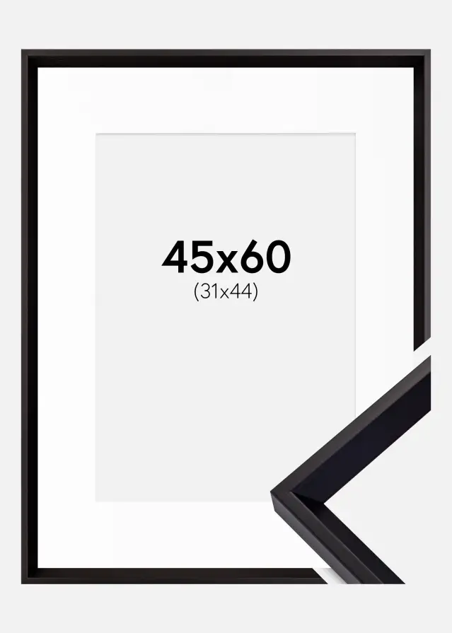 Ramme Globe Sort 45x60 cm - Passepartout Hvid 32x45 cm