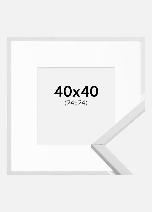 Ramme Galant Hvid 40x40 cm - Passepartout Hvid 25x25 cm