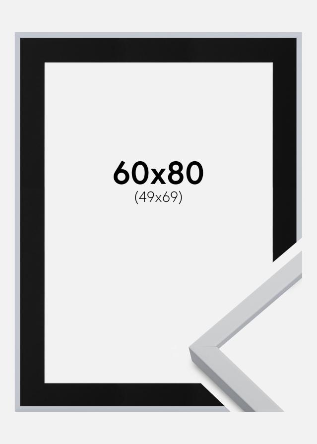 Ramme Oslo Hvid 60x80 cm - Passepartout Sort 50x70 cm