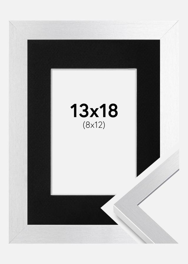 Ramme Selection Sølv 13x18 cm - Passepartout Sort 9x13 cm