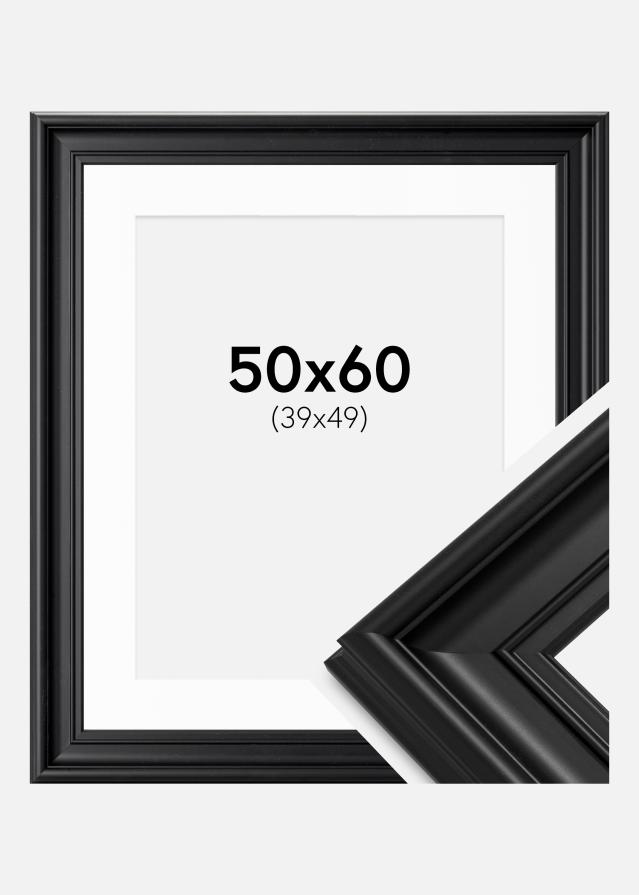 Ramme Mora Premium Sort 50x60 cm - Passepartout Hvid 40x50 cm