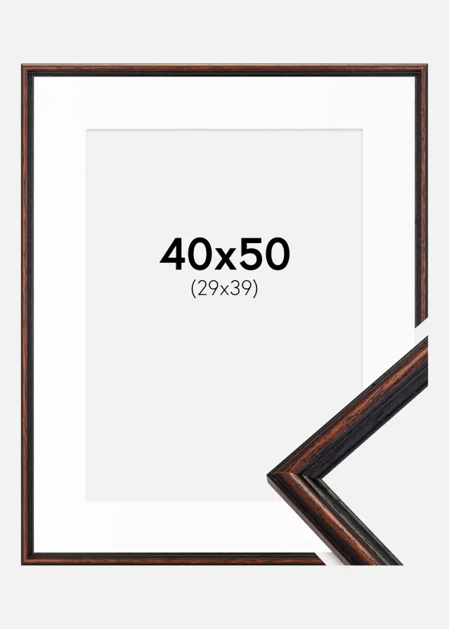 Ramme Horndal Valnød 40x50 cm - Passepartout Hvid 30x40 cm