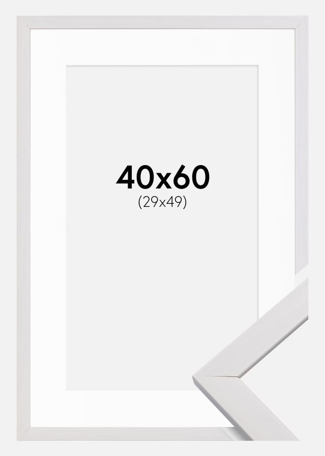Ramme Stilren Hvid 40x60 cm - Passepartout Hvid 30x50 cm