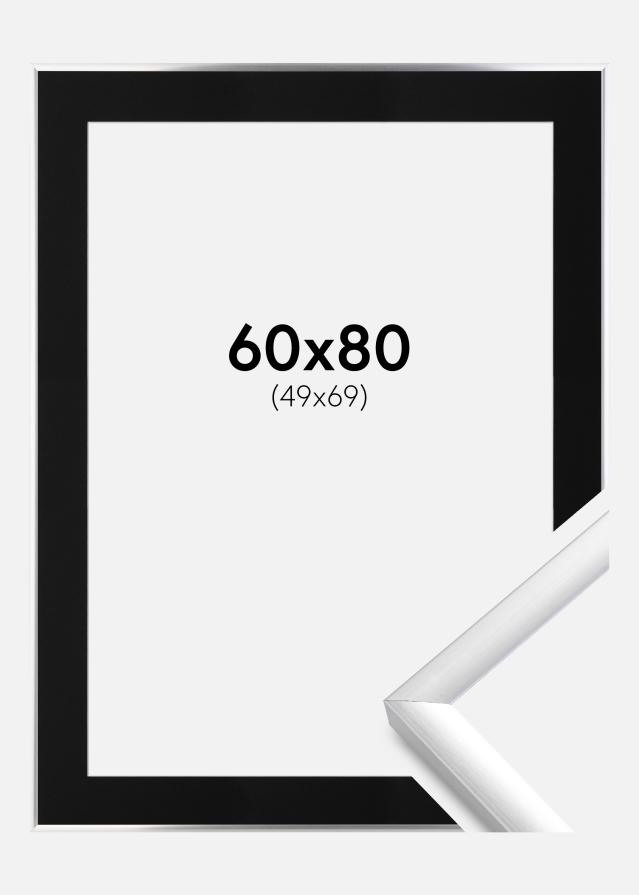 Ramme New Lifestyle Sølv 60x80 cm - Passepartout Sort 50x70 cm