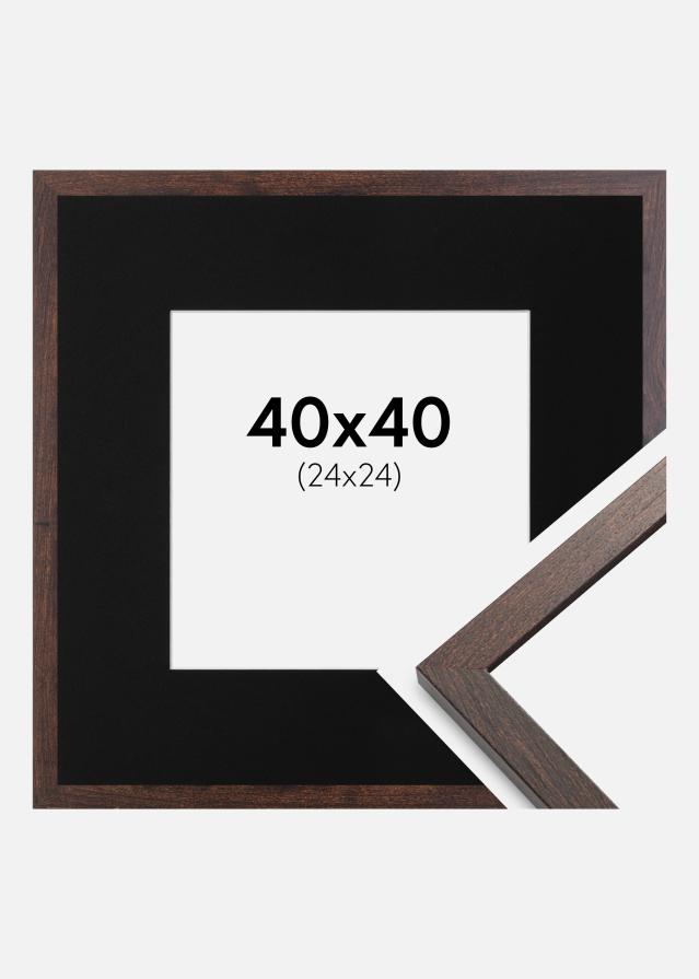 Ramme Trendy Valnød 40x40 cm - Passepartout Sort 25x25 cm