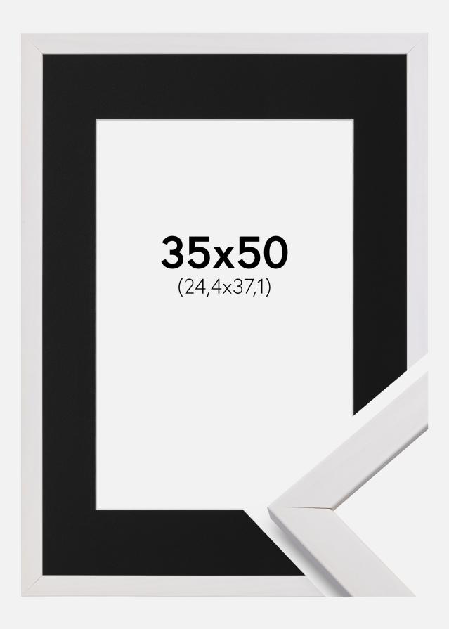 Ramme Stilren Hvid 35x50 cm - Passepartout Sort 10x15 inches